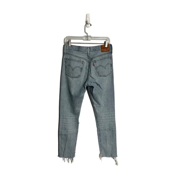 Levi's 501 light wash button fly one hundred percent cotton raw hem size 27x30 - Picture 2 of 7